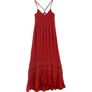 Billabong Cotton Maxi Dress in Deep Coral Medium